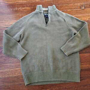 Boy's Size 10-12 Olive Green Half Zip Sweater